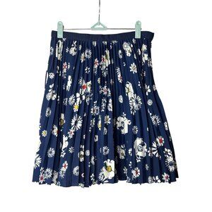 Jason Wu For Target Pleated A-Line Skirt 6 Knee Length Floral Navy Multicolor